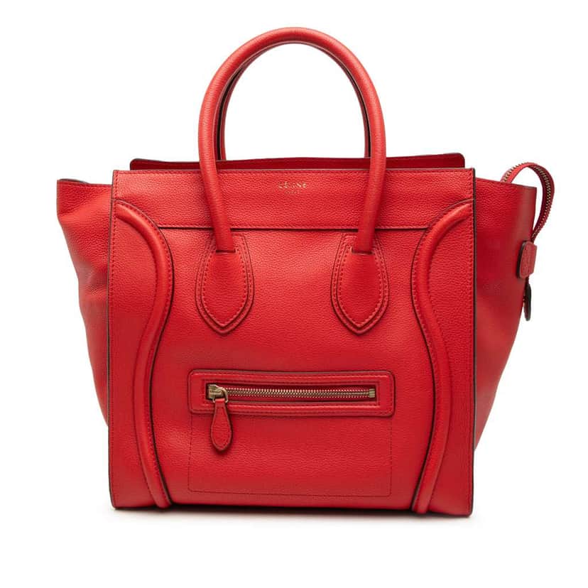 Celine Mini Calfskin Luggage Tote Red Leather Very good condition - Front View