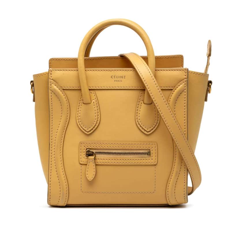 Celine Nano Leather Luggage Tote Yellow Leather Very good condition - Front View