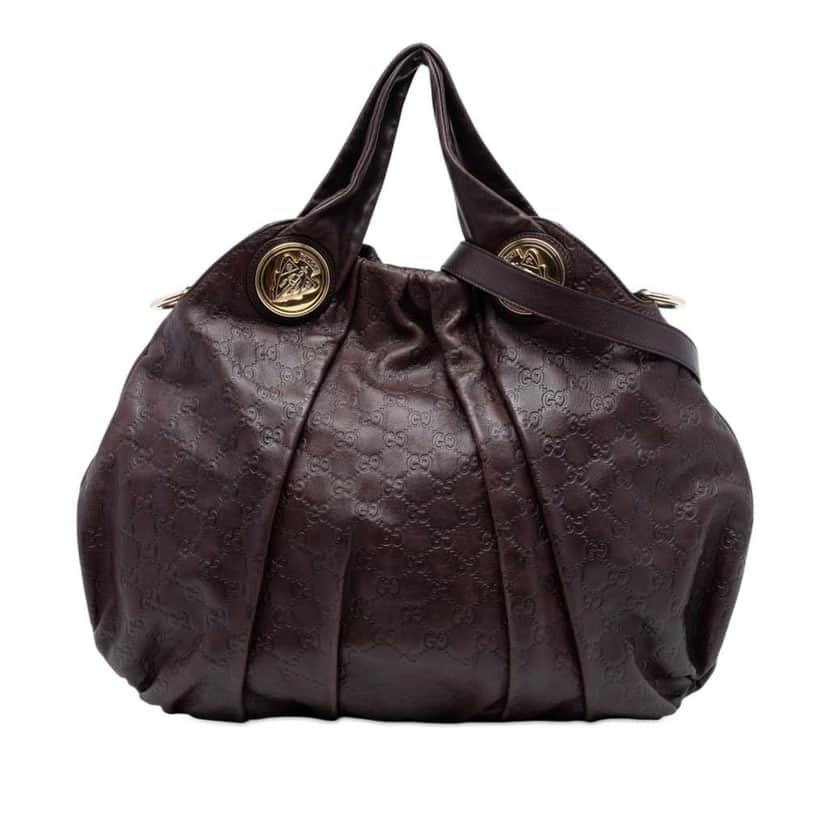 Gucci Large Guccissima Hysteria Satchel Brown Leather Very good condition - Front View