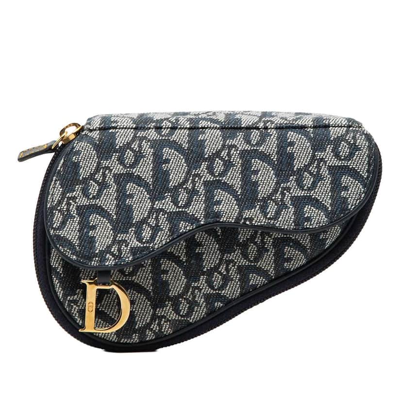 Dior Diorissimo Canvas Saddle Pouch Blue Canvas Very good condition - Front View