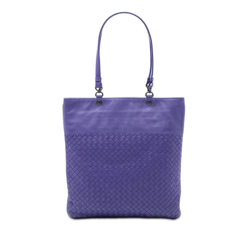 Bottega Veneta Nappa Intrecciato Flat Tote Purple Leather Very good condition - Front View