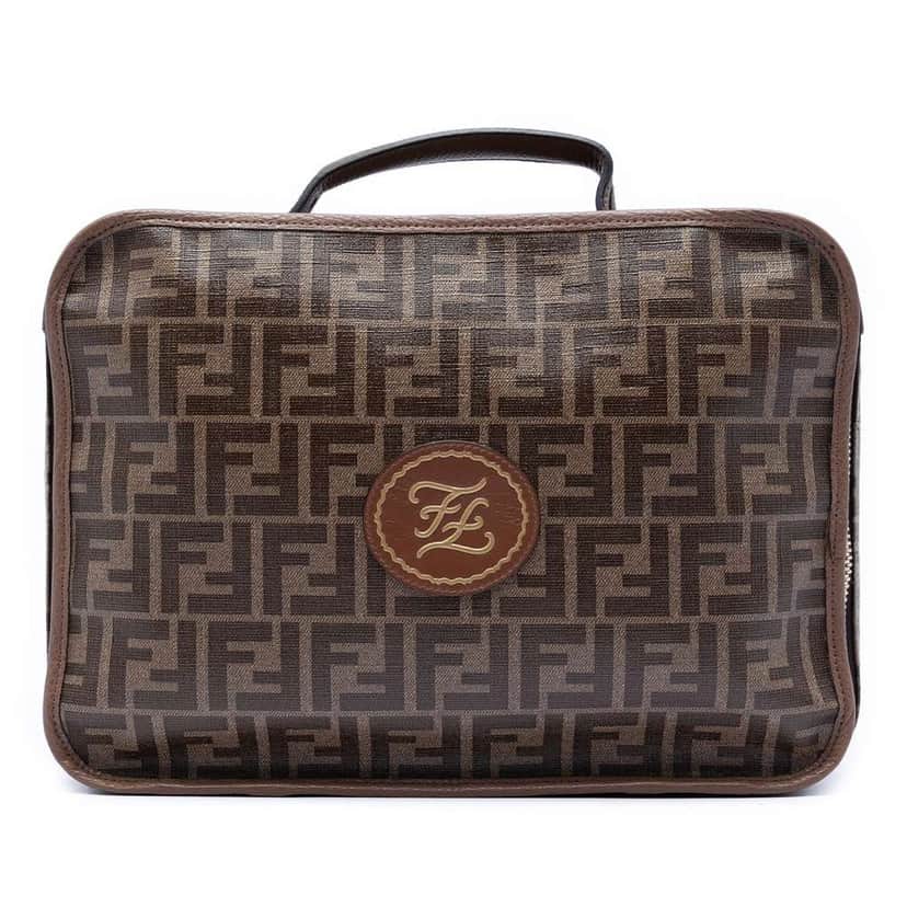Fendi Zucca Coated Canvas Karligraphy Travel Bag Brown Canvas Very good condition - Front View