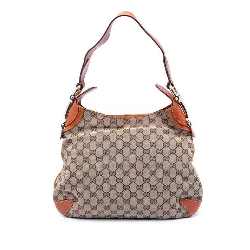 Gucci GG Canvas Horsebit Creole Hobo Bag Beige Very good condition - Front View