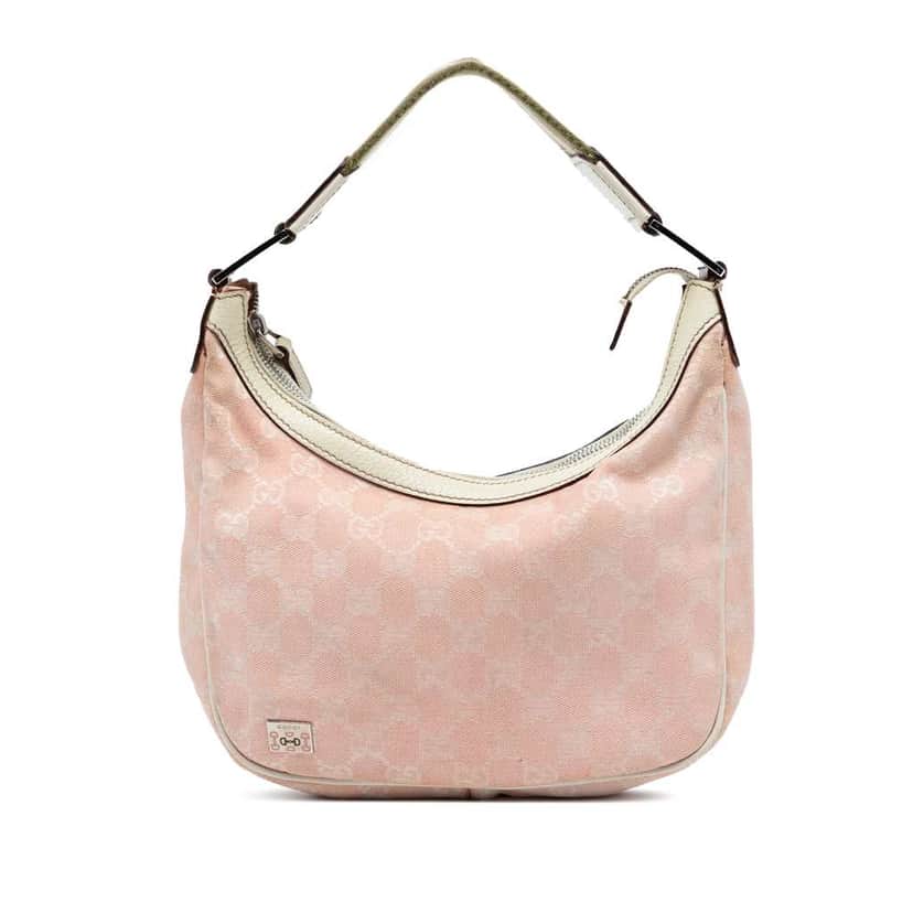 Gucci Small GG Canvas Web Pop Shoulder Bag Pink Canvas Very good condition - Front View