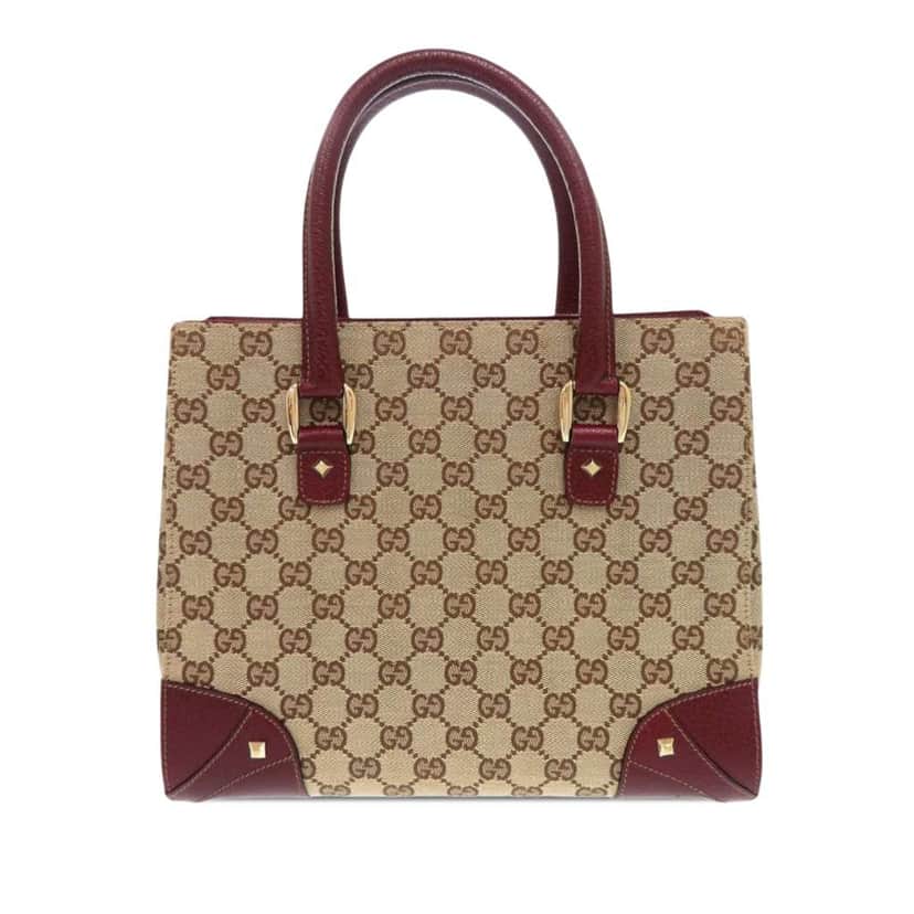 Gucci GG Canvas Nailhead Handbag Beige Canvas Good condition - Front View