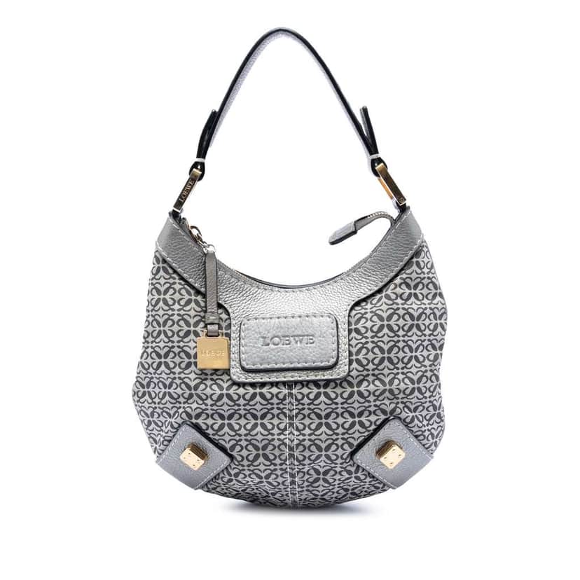 Loewe Anagram Canvas New Road Hobo Grey Canvas Good condition - Front View