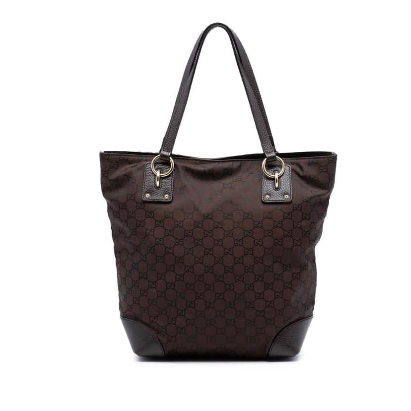Gucci GG Nylon Vertical Charm Tote Brown Good condition - Front View
