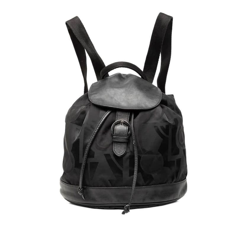 Salvatore Ferragamo Printed Nylon Backpack Black Good condition - Front View