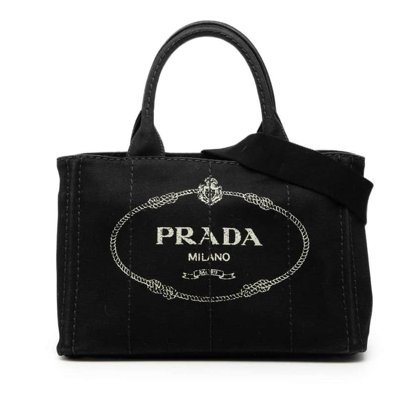 Prada Small Canvas Canapa Logo Satchel Black Canvas Very good condition - Front View
