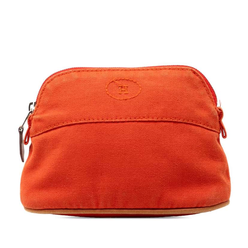 Hermès Mini Toile Bolide Case Orange Canvas Good condition - Front View