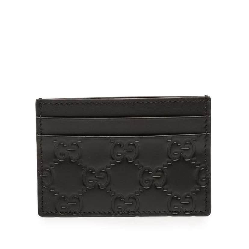 Gucci Guccissima Card Holder Black Leather Good condition - Front View