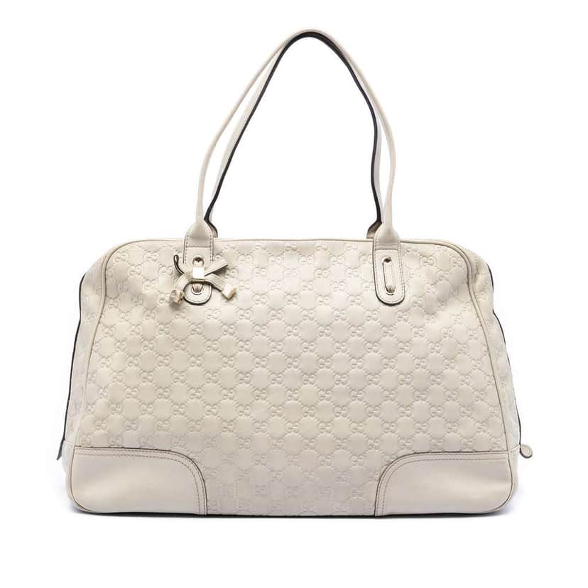 Gucci Large Guccissima Princy Tote White Leather Good condition - Front View
