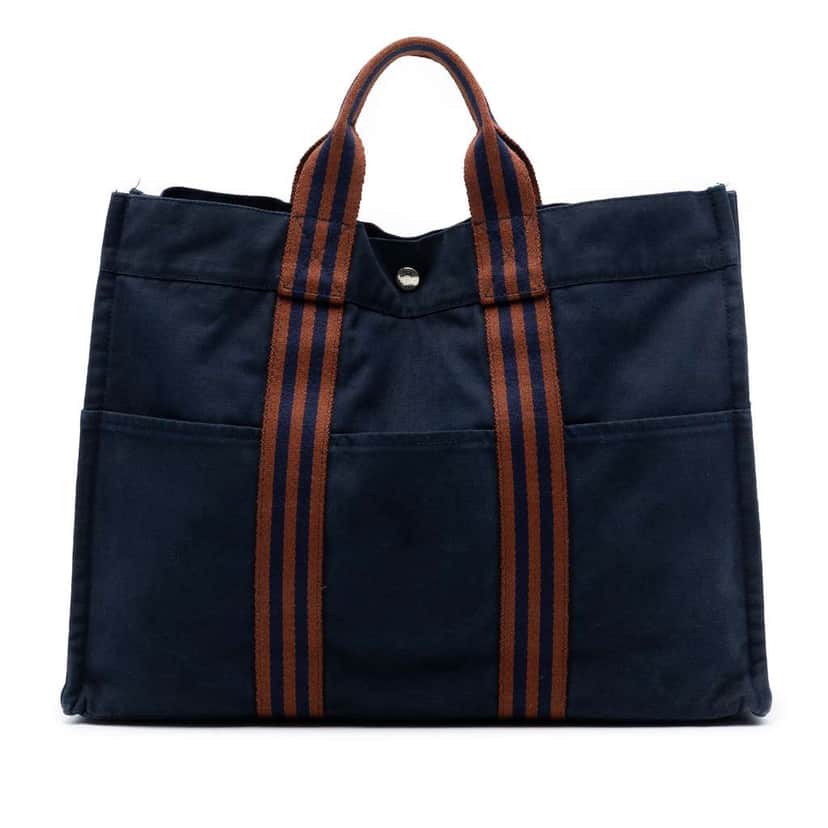 Hermès Canvas Fourre Tout MM Blue Canvas Good condition - Front View
