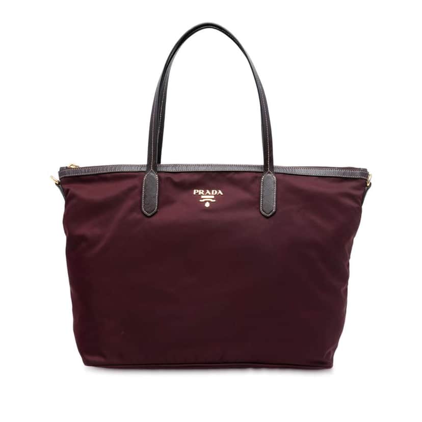 Prada Saffiano Trimmed Tessuto Satchel Red Good condition - Front View