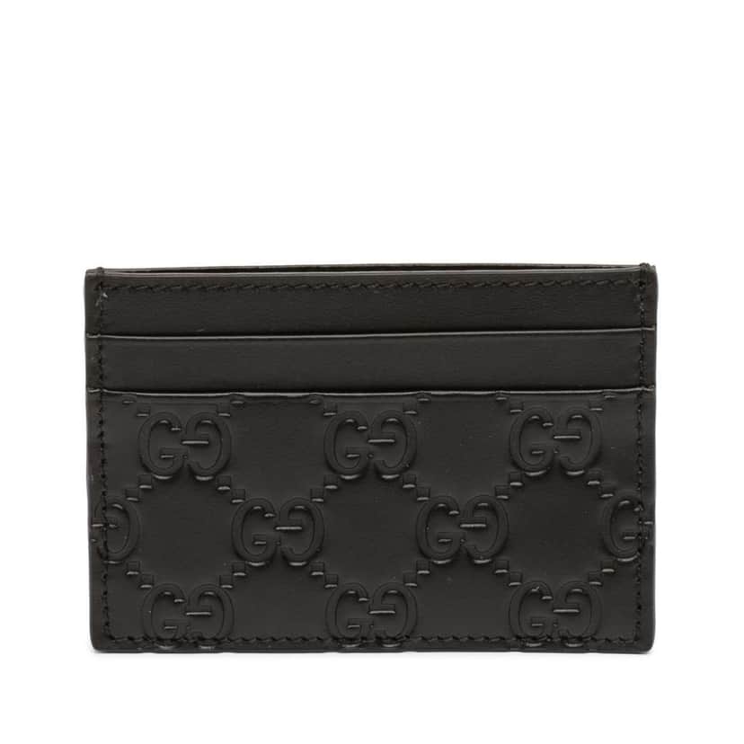 Gucci Guccissima Card Holder Black Leather Never worn - Front View