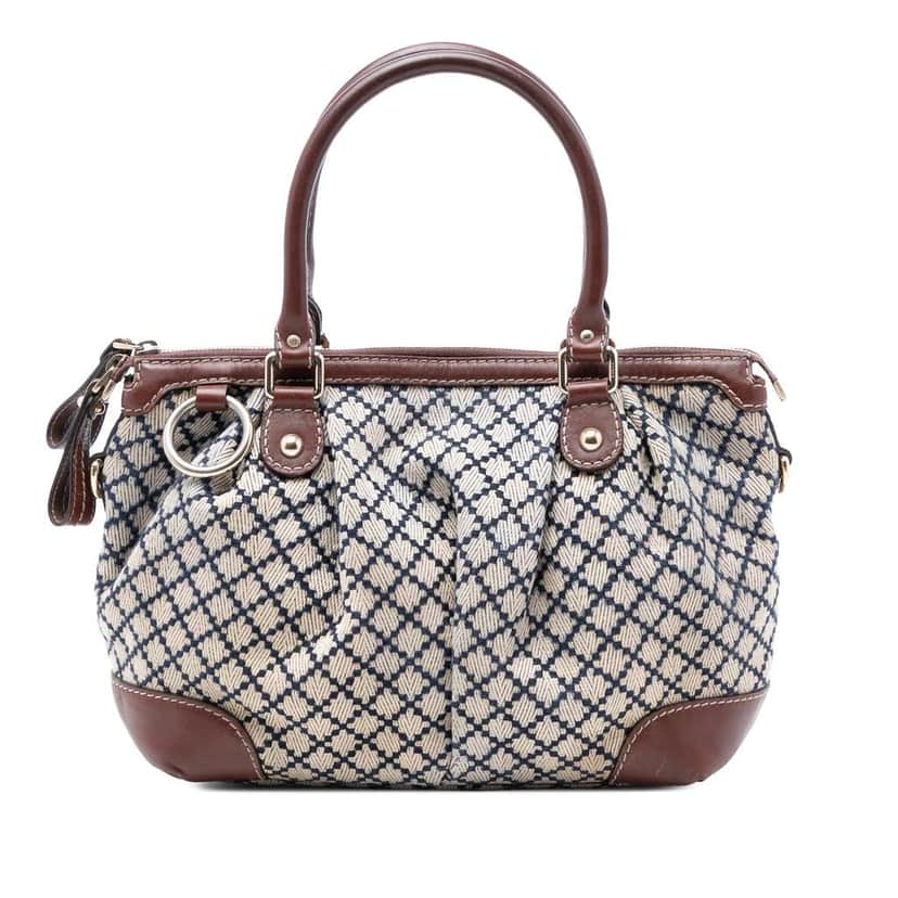 Gucci Diamante Canvas Sukey Satchel Beige Very good condition - Front View