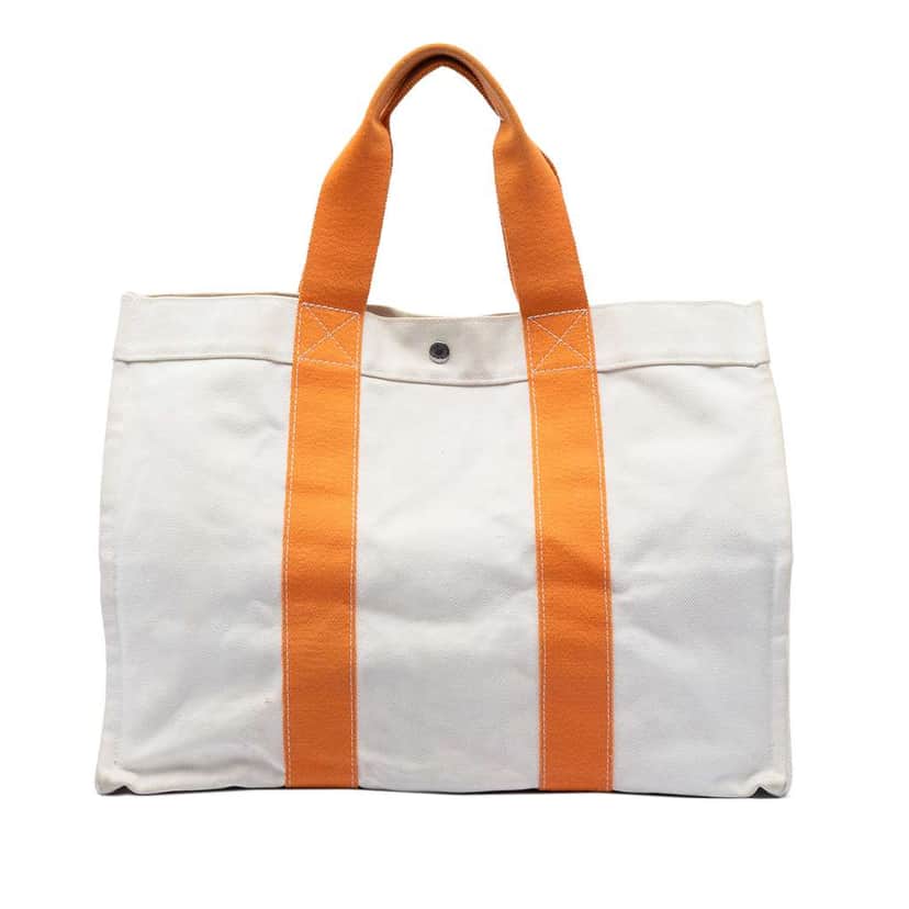 Hermès Toile Bora Bora Tote GM White Canvas Very good condition - Front View