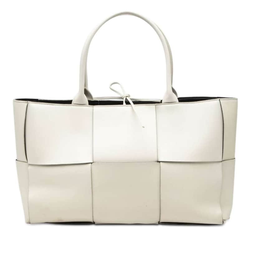 Bottega Veneta Medium Nappa Maxi Intrecciato Arco Tote White Leather Very good condition - Front View