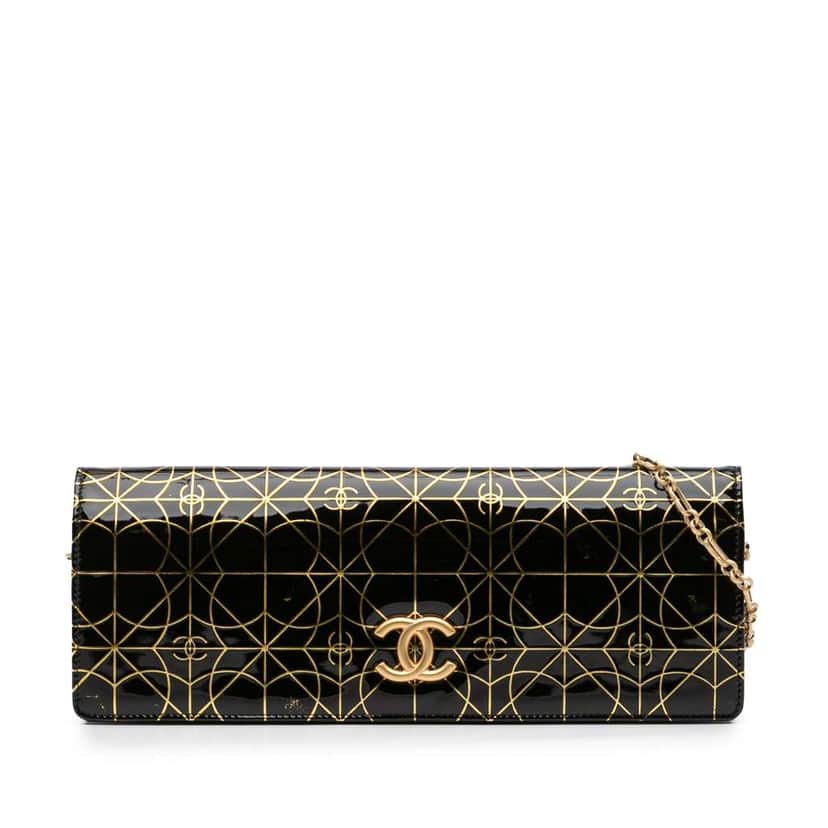 Chanel Paris Moscou Vinyl Moujik Clutch with Chain Black Very good condition - Front View