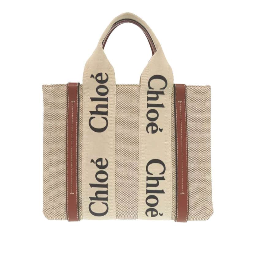 Chloé Small Canvas Woody Tote Beige Canvas Very good condition - Front View