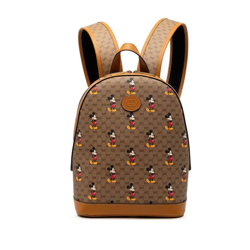 Gucci Disney Small Micro GG Supreme Mickey Mouse Dome Backpack Brown Canvas Good condition - Front View