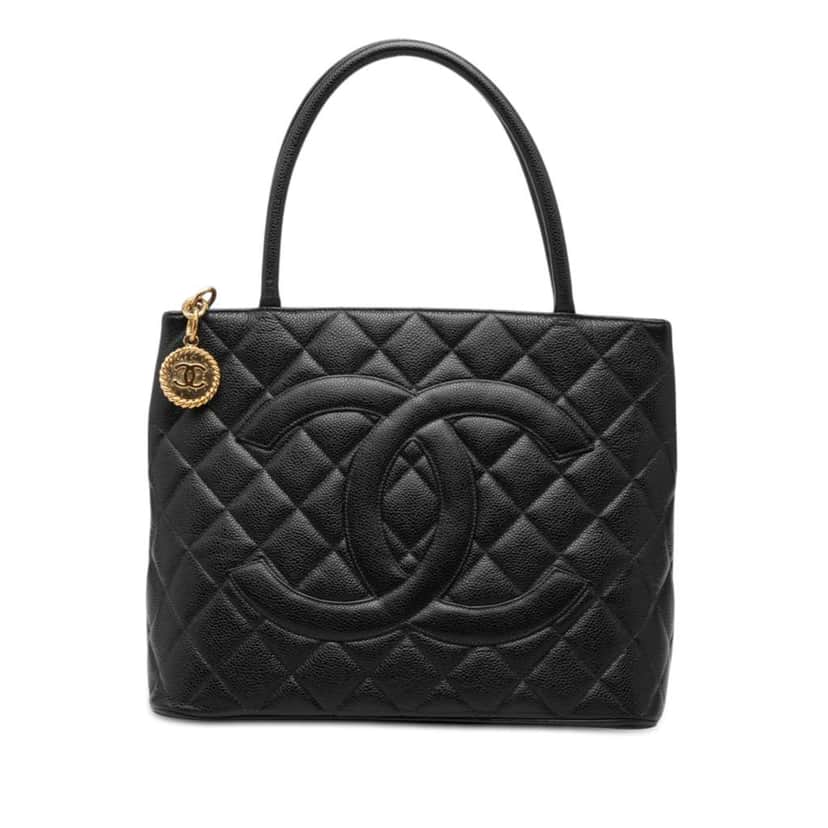 Chanel Caviar Medallion Tote Black Leather Good condition - Front View