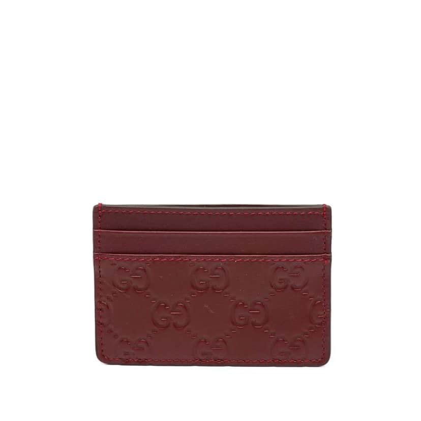 Gucci Guccissima Card Holder Red Leather Good condition - Front View