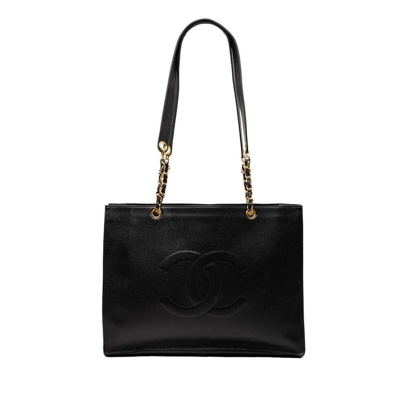 Chanel CC Caviar Chain Tote Black Leather Good condition - Front View