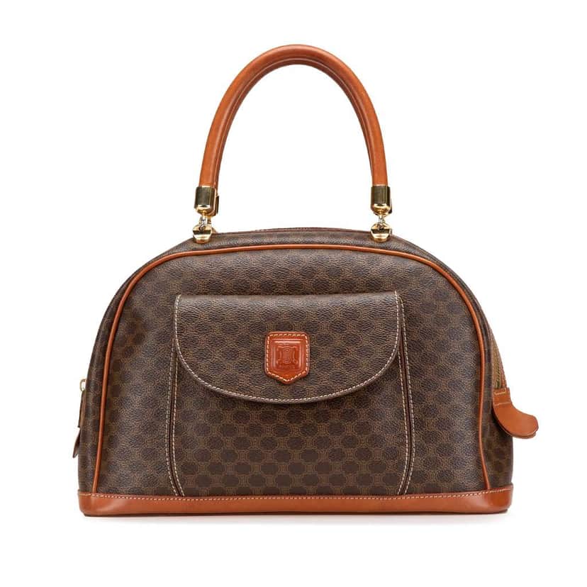 Celine Macadam Coated Canvas Handbag Brown Canvas Good condition - Front View