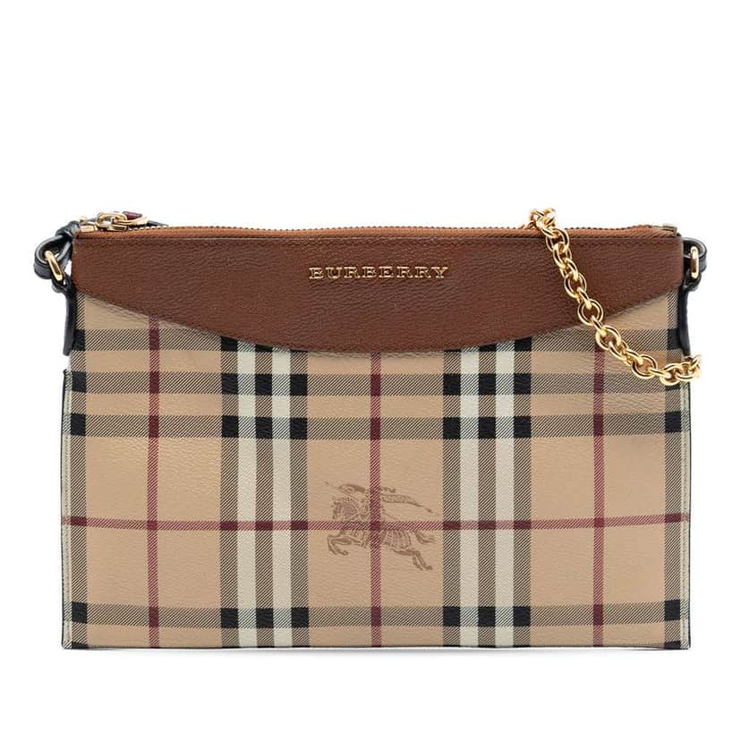 Burberry Haymarket Check Coated Canvas Peyton Crossbody Beige Good condition - Front View