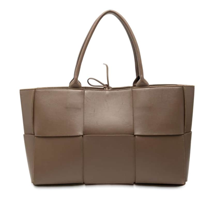 Bottega Veneta Medium Nappa Maxi Intrecciato Arco Tote Brown Leather Good condition - Front View