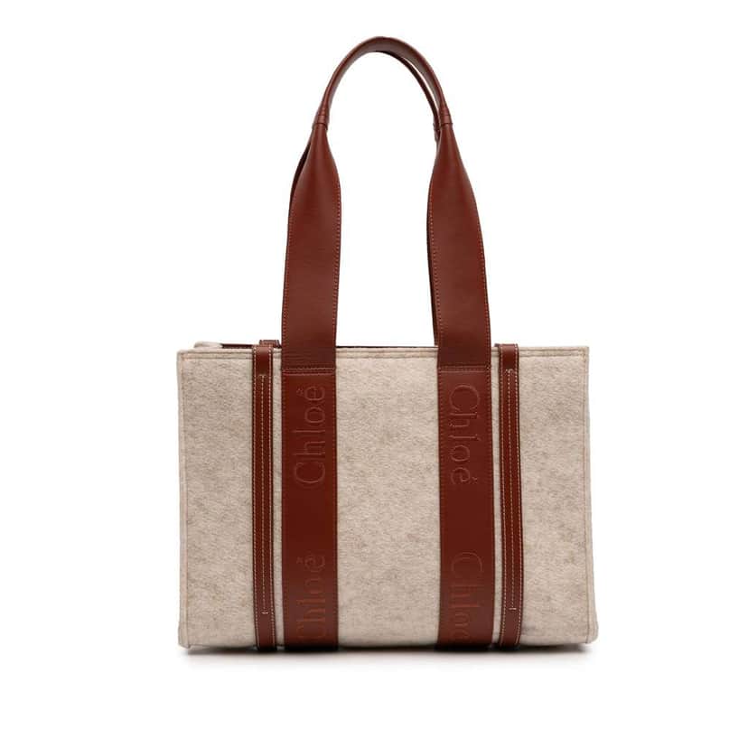 Chloé Medium Felt Woody Tote Brown Wool Very good condition - Front View