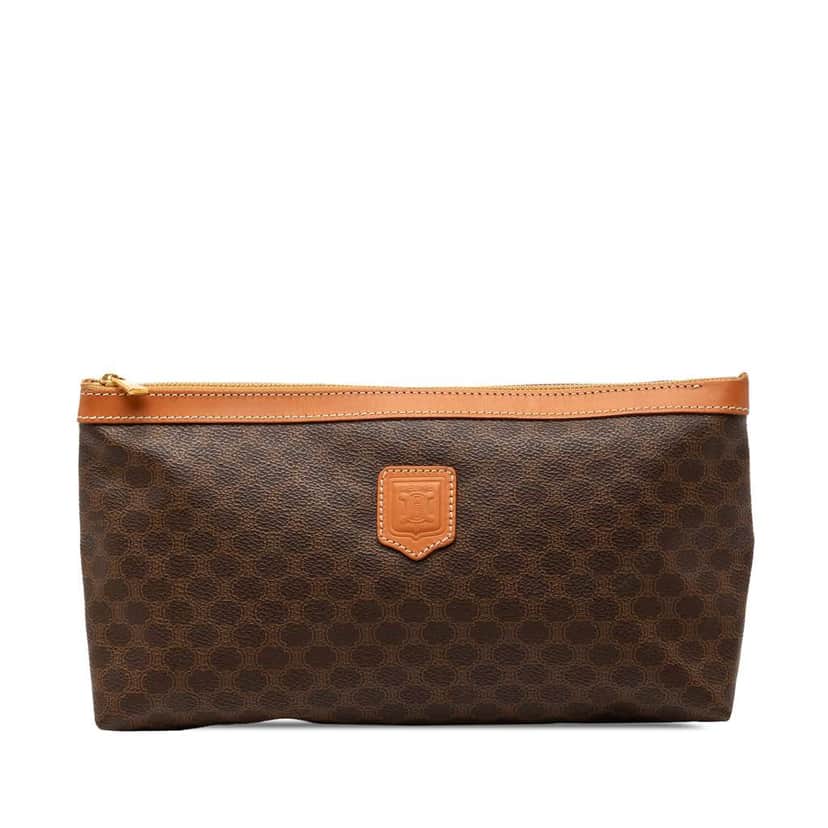 Celine Macadam Coated Canvas Clutch Brown Canvas Good condition - Front View