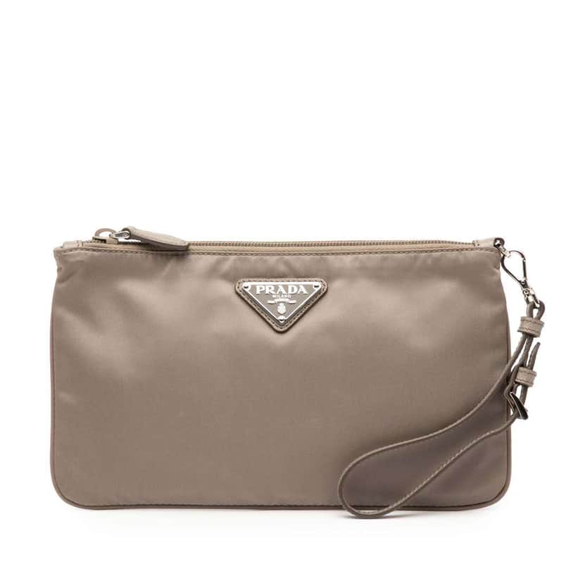 Prada Tessuto Clutch Brown Very good condition - Front View