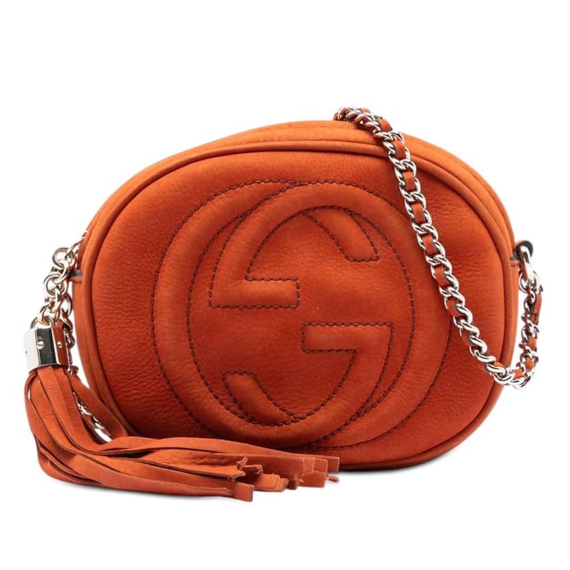 Gucci Mini Nubuck Soho Chain Crossbody Orange Leather Good condition - Front View