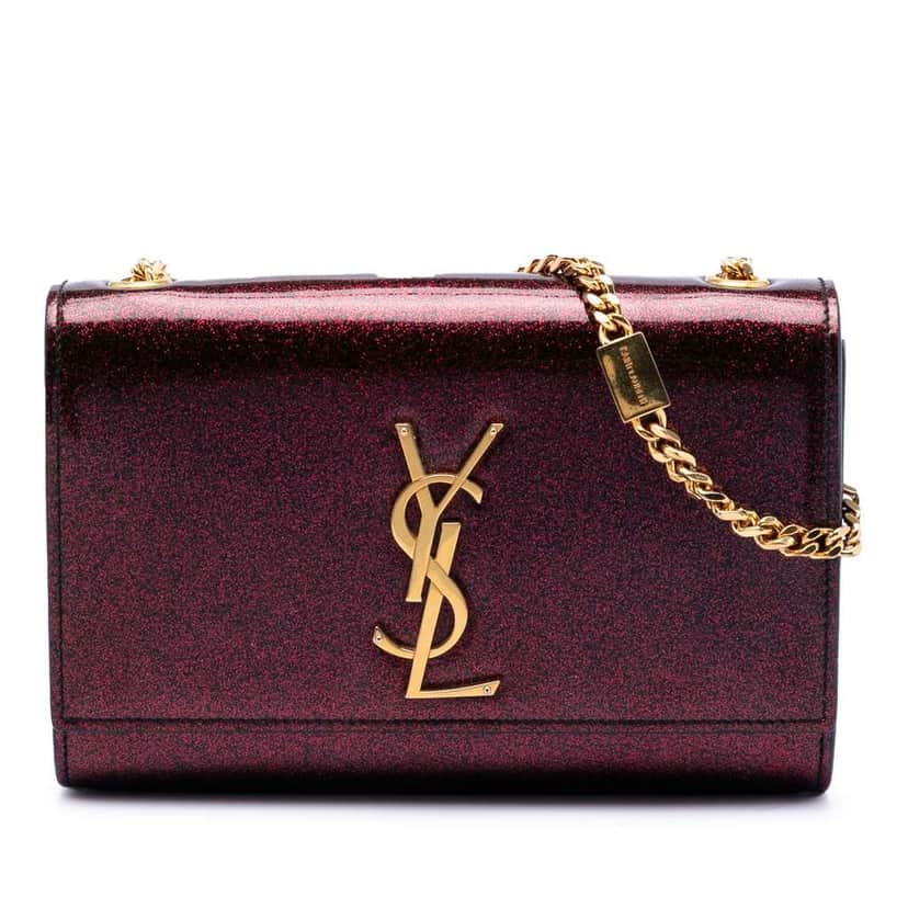 Saint Laurent Small Glitter Patent Monogram Kate Crossbody Red Leather Good condition - Front View