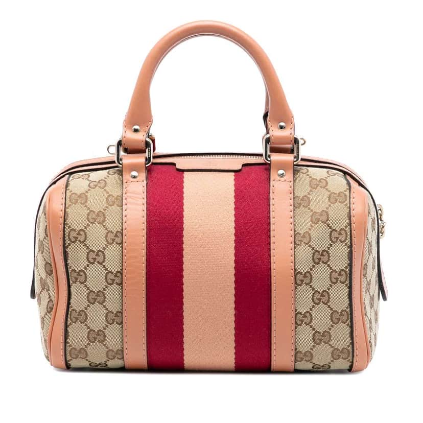 Gucci Small GG Canvas Web Joy Boston Bag Beige Good condition - Front View