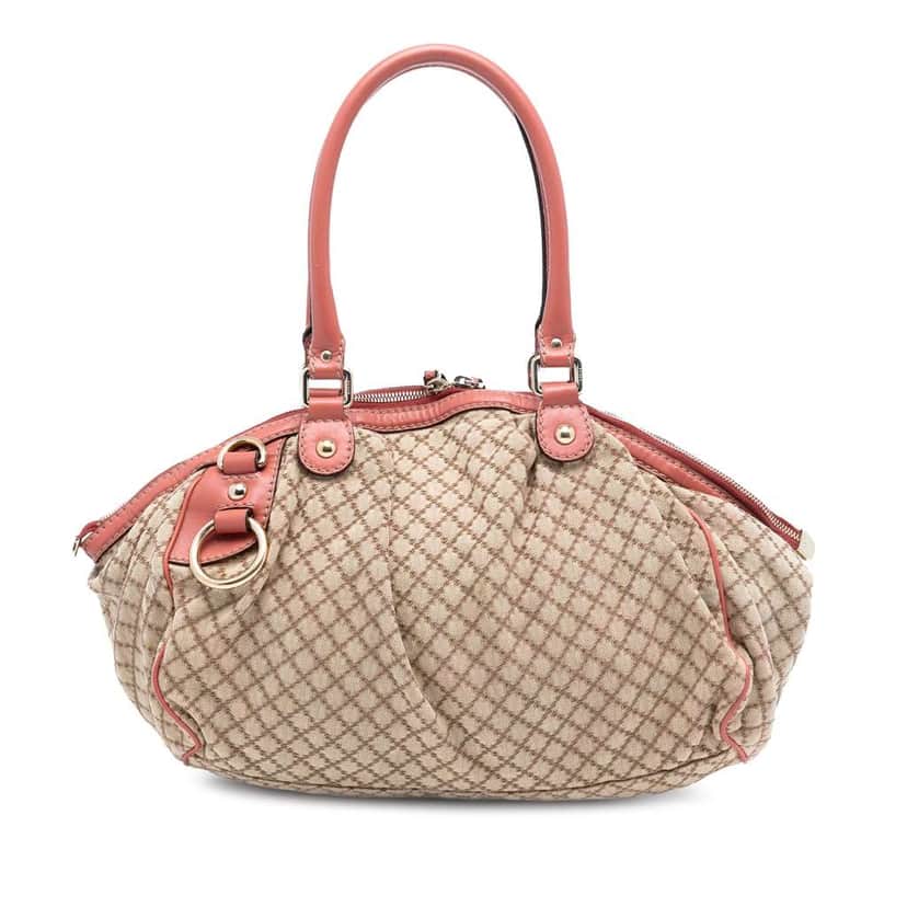 Gucci Diamante Canvas Sukey Satchel Beige Very good condition - Front View