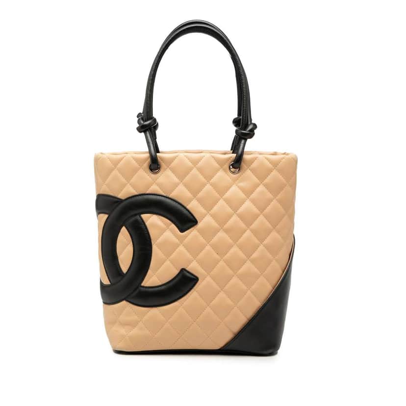 Chanel Medium Lambskin Cambon Ligne Tote Beige Leather Good condition - Front View