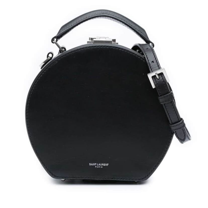 Saint Laurent Small Leather Mica Hatbox Satchel Black Leather Good condition - Front View