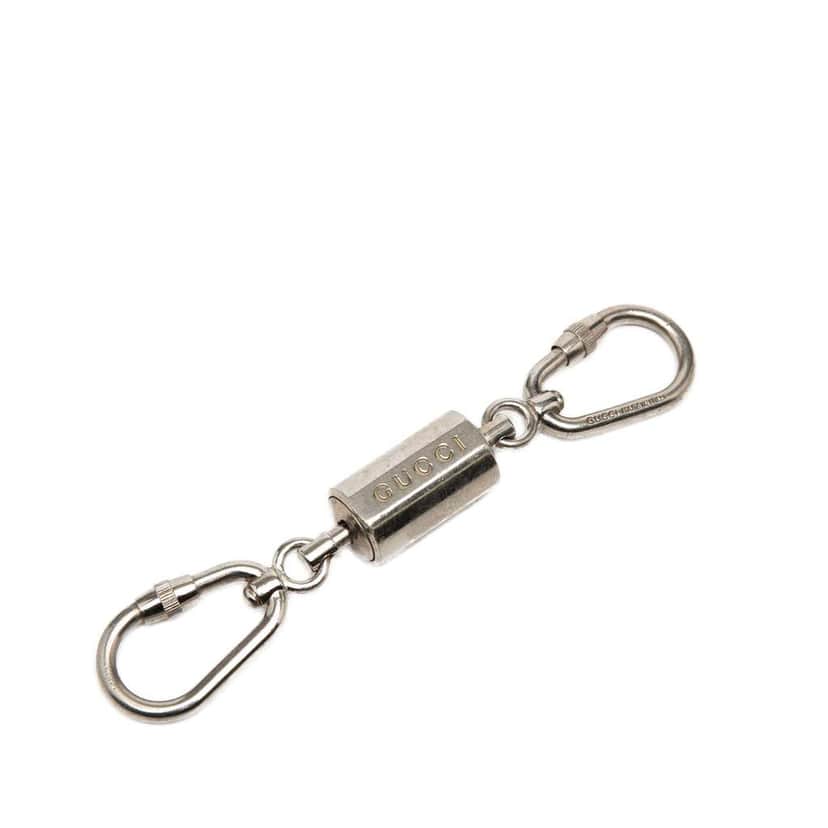 Gucci Silver Plated Carabiner Key Chain Silver Metal Very good condition - Front View