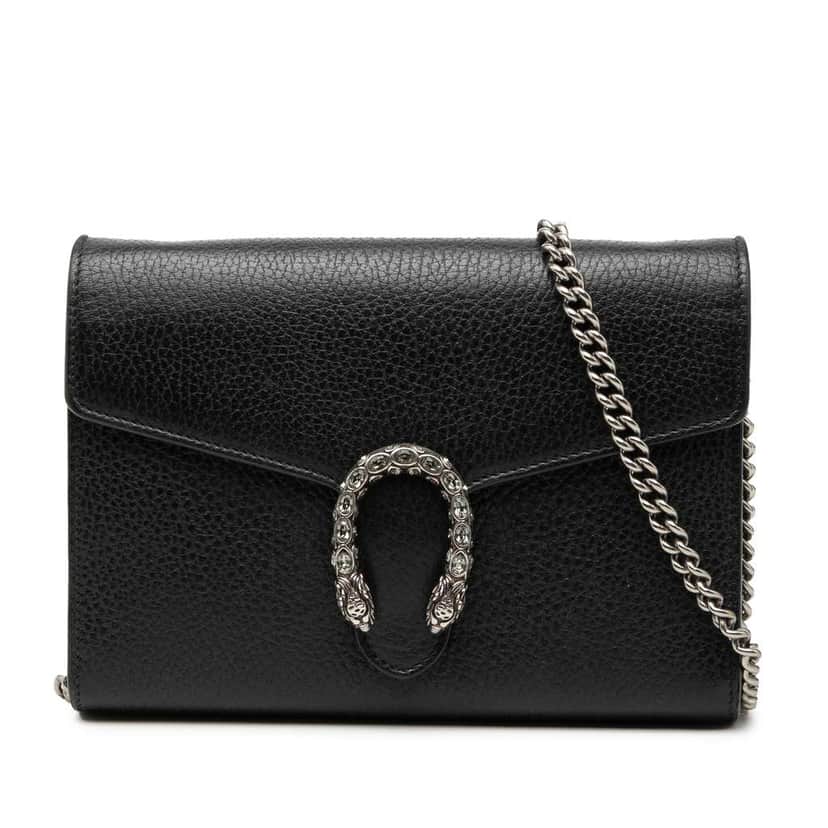 Gucci Leather Dionysus Wallet on Chain Black Leather Very good condition - Front View