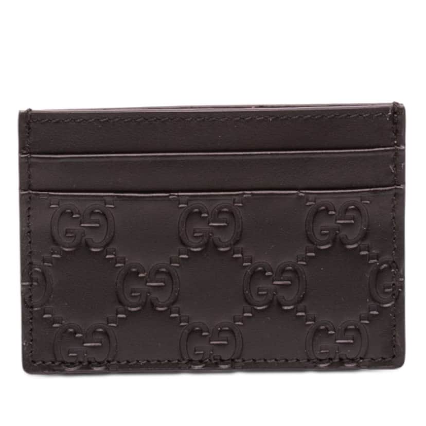 Gucci Guccissima Card Holder Black Leather Good condition - Front View