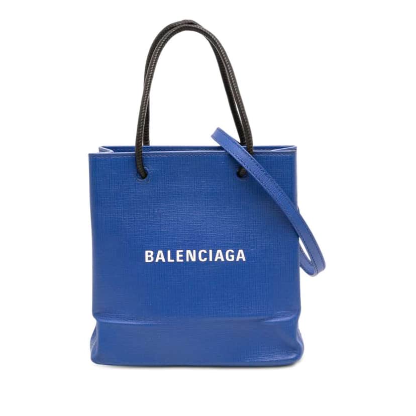 Balenciaga XXS Leather Logo Shopping Tote Blue Leather Good condition - Front View