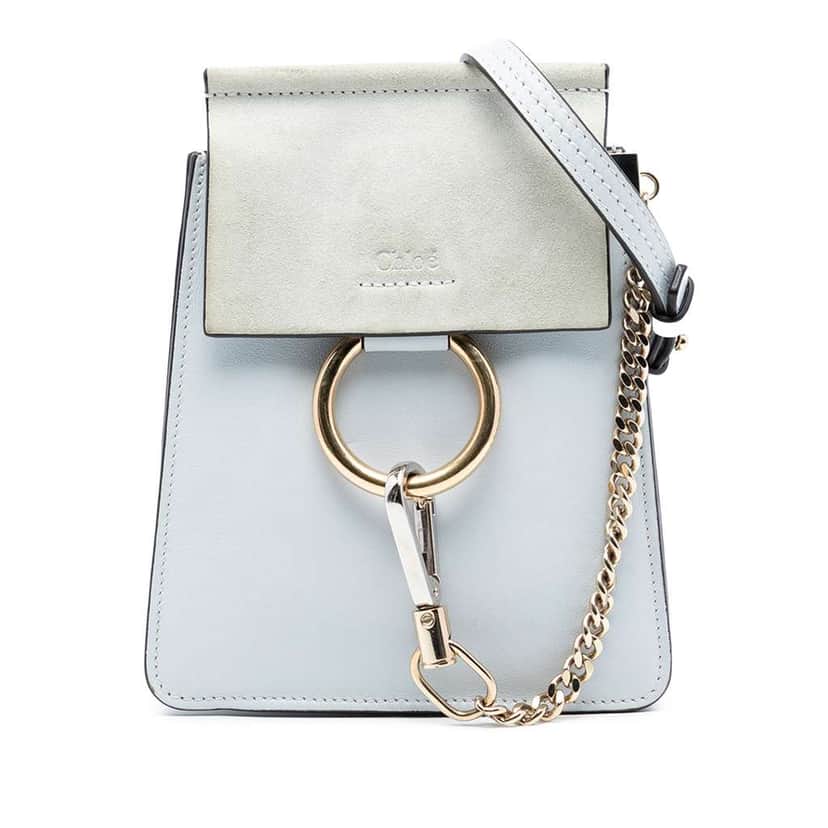 Chloé Mini Calfskin and Suede Faye Bracelet Bag Blue Leather Good condition - Front View