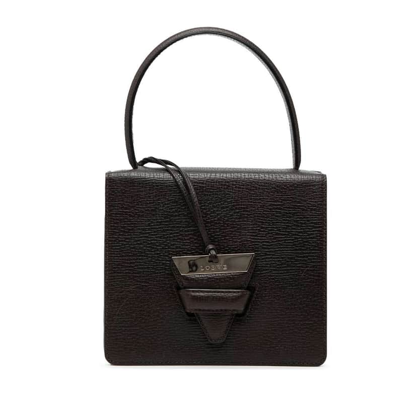 Loewe Textured Leather Barcelona Top Handle Bag Brown Leather Good condition - Front View