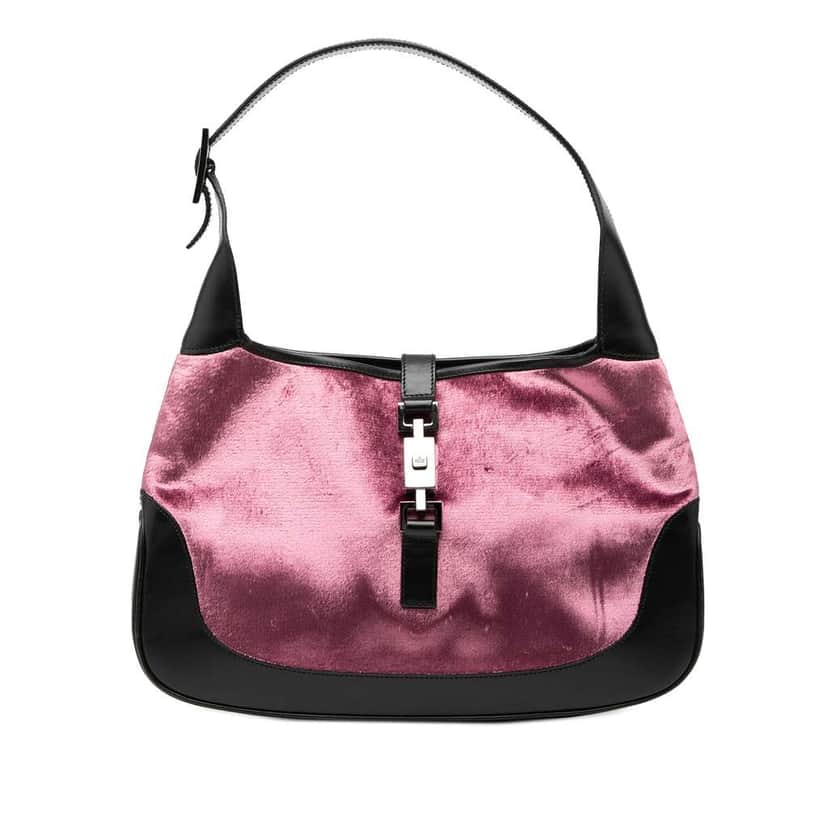Gucci Velvet Jackie Shoulder Bag Pink Velvet Good condition - Front View