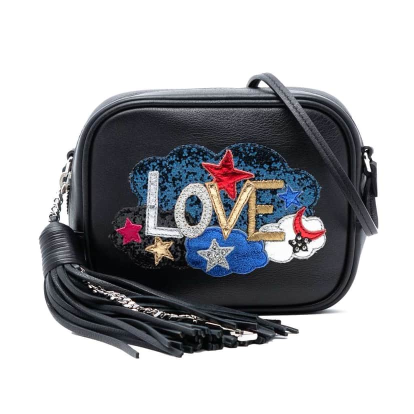 Saint Laurent Mini Embroidered Nappa Love Blogger Camera Bag Black Leather Good condition - Front View