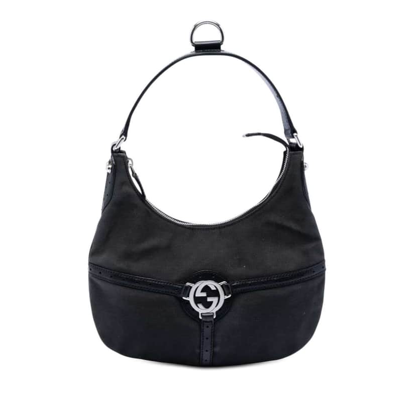 Gucci Canvas Reins Hobo Black Canvas Good condition - Front View