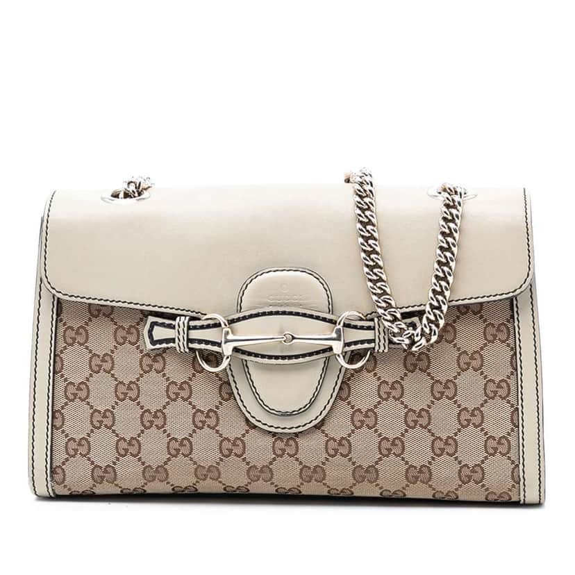 Gucci Medium GG Canvas Emily Shoulder Bag Beige Fair condition - Front View